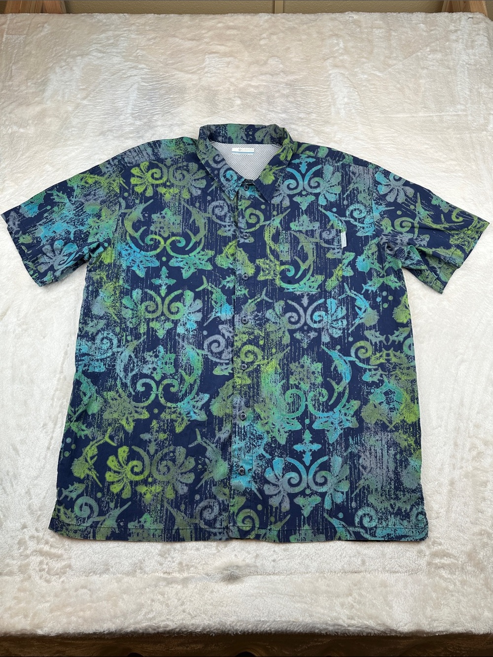 Columbia PFG Trollers Best Shirt Mens XL FM7011 Fish Print Vented Fishing